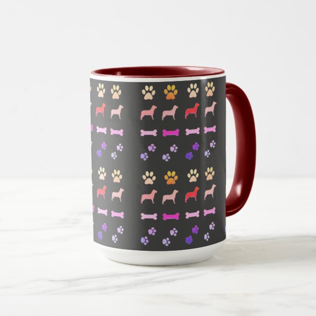 Dogs, Paw Prints and Dog Bones Coffee Mug (Front Right)
