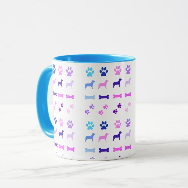 Dogs, Paw Prints and Dog Bones Coffee Mug (Front Left)