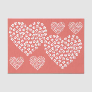 Dogs' Paw Prints In White On Red Tissue Paper