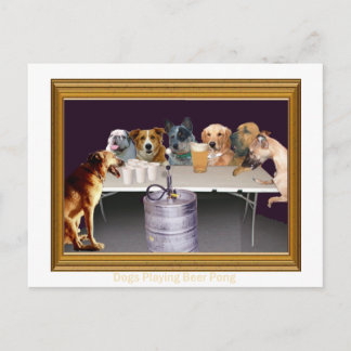 Dogs Playing Beer Pong Postcard