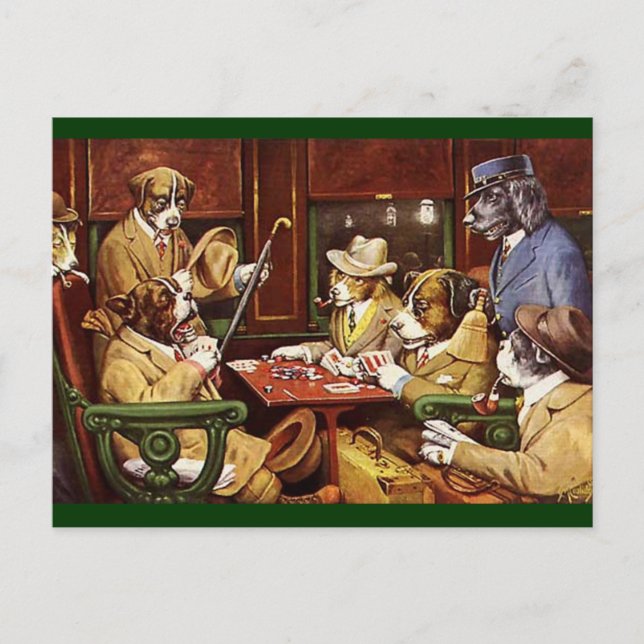 Dogs Playing Cards postcard (Front)