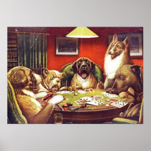 Dogs Playing Cards poster