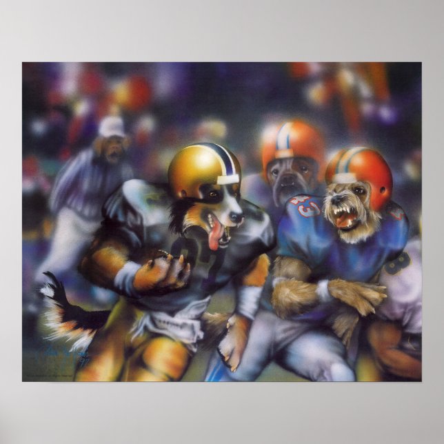 Dogs Playing Football Poster (Front)