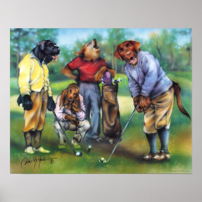 Dogs Playing Golf Poster (Front)
