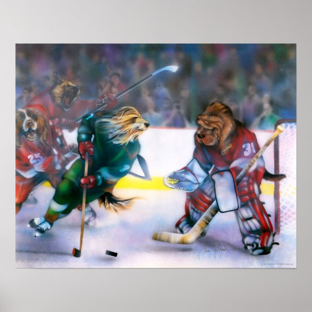 Dogs Playing Hockey Poster (Front)