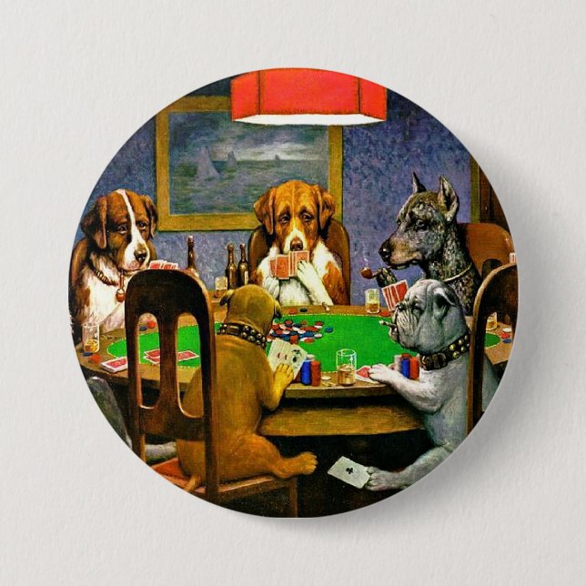 Dogs Playing Poker 7.5 Cm Round Badge (Front)