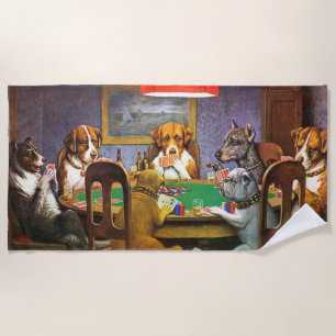 Dogs Playing Poker A Friend In Need Beach Towel