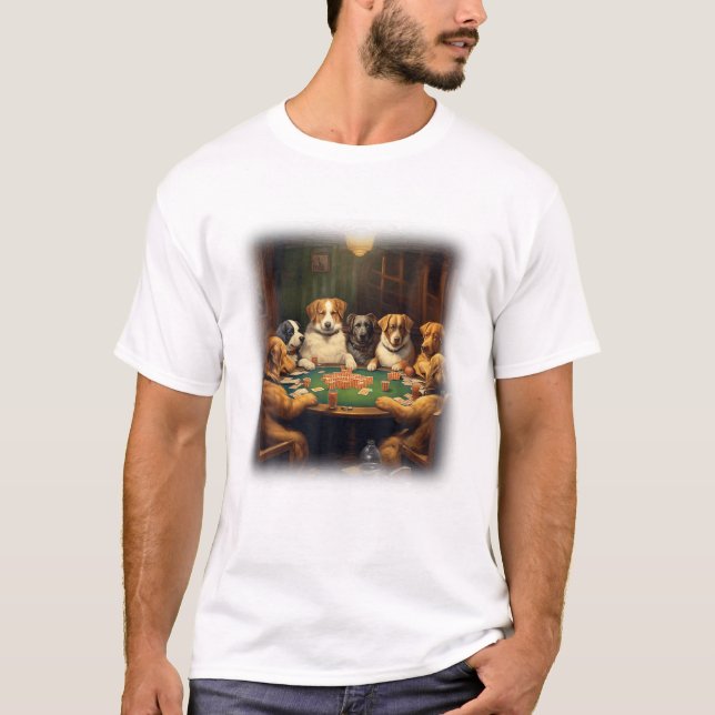 Dogs Playing Poker A Friend in Need Funny Dog Love T-Shirt (Front)