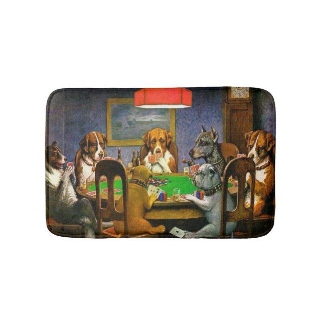 Dogs Playing Poker Bath Mat (Front)