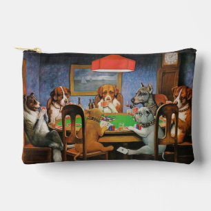 Dogs Playing Poker by C.M. Coolidge Accessory Pouch