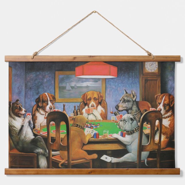 Dogs Playing Poker by C.M. Coolidge Hanging Tapestry (Front)