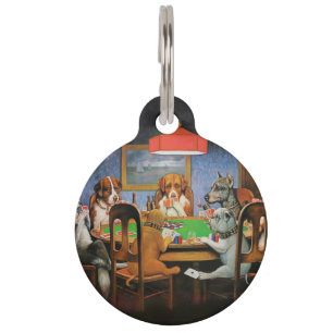 Dogs Playing Poker by C.M. Coolidge Pet Tag