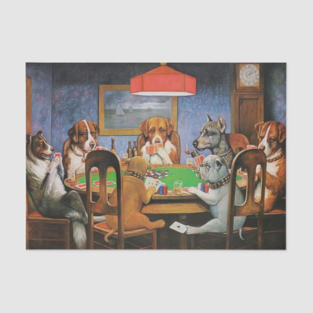 Dogs Playing Poker by C.M. Coolidge Tissue Paper (Front)
