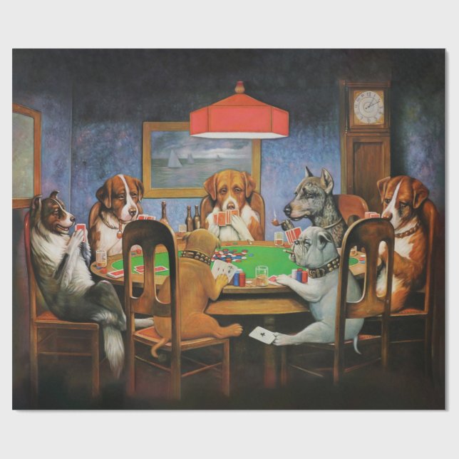 Dogs Playing Poker by C.M. Coolidge Wrapping Paper (Flat)