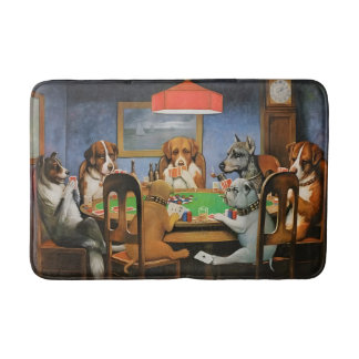 Dogs Playing Poker by Cassius Marcellus Coolidge's Bath Mat