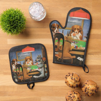 Dogs Playing Poker by Cassius Marcellus Coolidge's Oven Mitt & Pot Holder Set