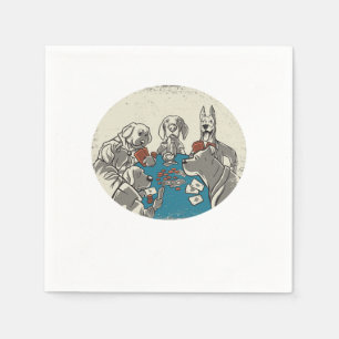 Dogs Playing Poker Cards Casino Gambling Gift Napkin