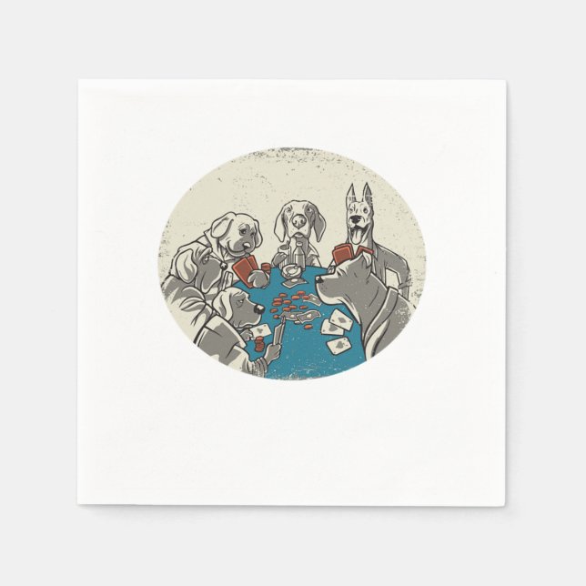 Dogs Playing Poker Cards Casino Gambling Gift Napkin (Front)