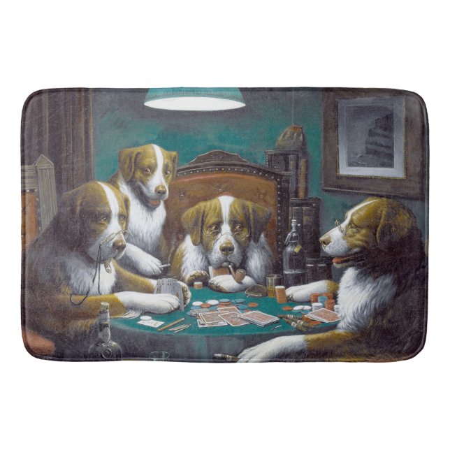 Dogs Playing Poker Cassius Marcellus Coolidge 1894 Bath Mat (Front)
