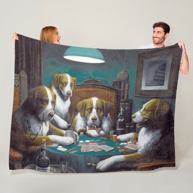 Dogs Playing Poker Cassius Marcellus Coolidge 1894 Fleece Blanket (In Situ)