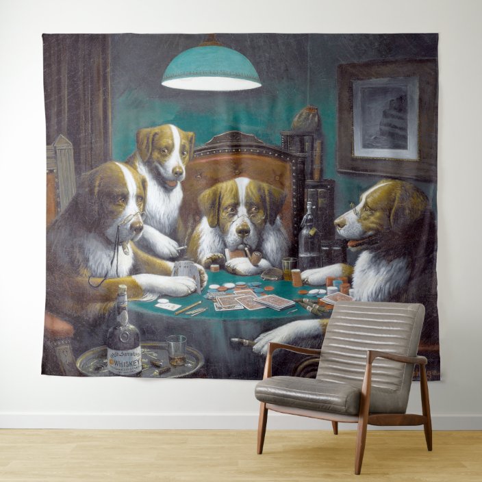 Dogs Playing Poker Tapestry