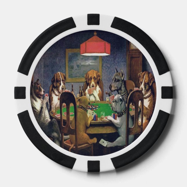 Dogs Playing Poker Clay Poker Chips (Front)