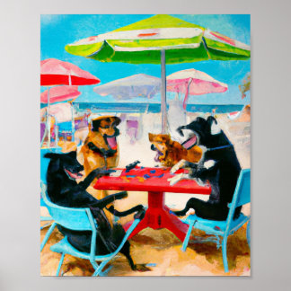dogs playing poker in Fort Lauderda Poster