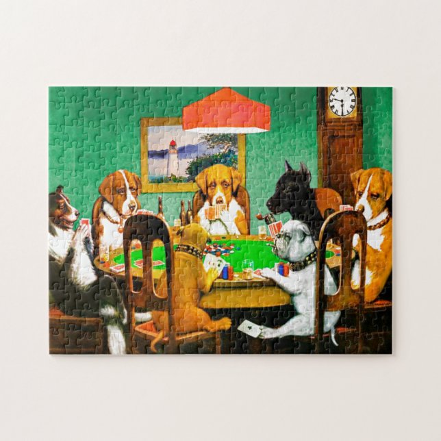 Dogs Playing Poker Jigsaw Puzzle (Horizontal)