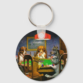 Dogs Playing Poker Key Ring