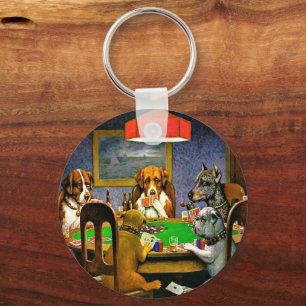 Dogs Playing Poker Key Ring