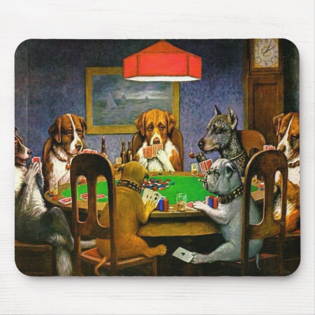 Dogs Playing Poker Mouse Mat (Front)