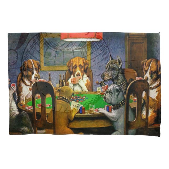 Dogs Playing Poker Pillowcase (Front)