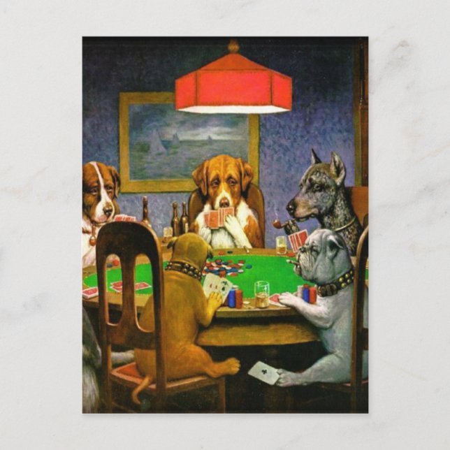Dogs Playing Poker Postcard (Front)