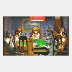 Dogs Playing Poker Rectangular Sticker