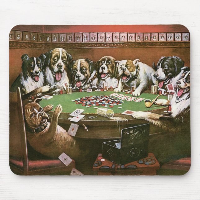 Dogs Playing Poker Sympathy - Cassius Coolidge Mouse Mat (Front)