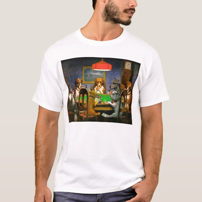 Dogs Playing Poker T-Shirt (Front)