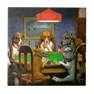 Dogs Playing Poker Tile