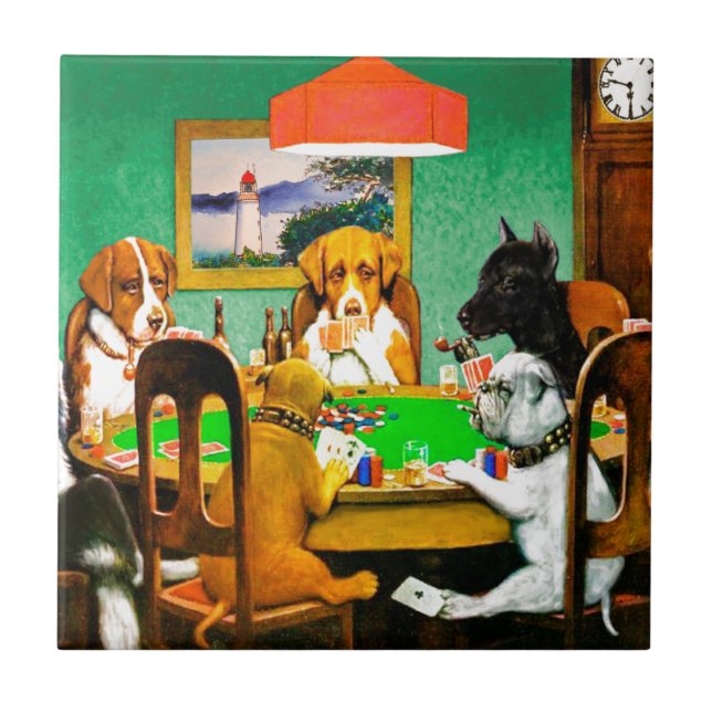 Dogs Playing Poker Tile (Front)