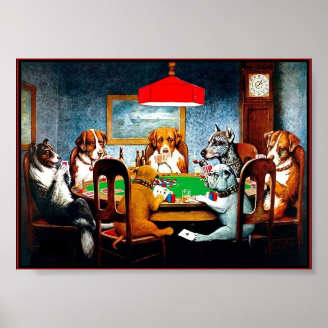 DOGS PLAYING POKER  Vintage C M Coolidge Print (Front)