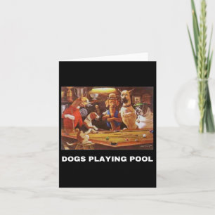Dogs Playing Pool Art Work Puppies Snooker Pocket Card