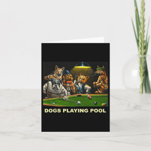 Dogs Playing Pool Art Work Puppies Snooker Pocket  Card