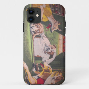 dogs playing pool iPhone 11 case