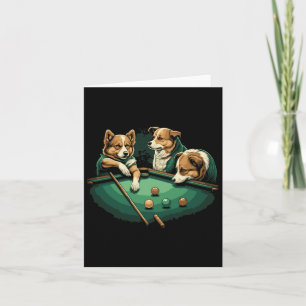 Dogs Playing Pool Table Billiards 8 Ball Card