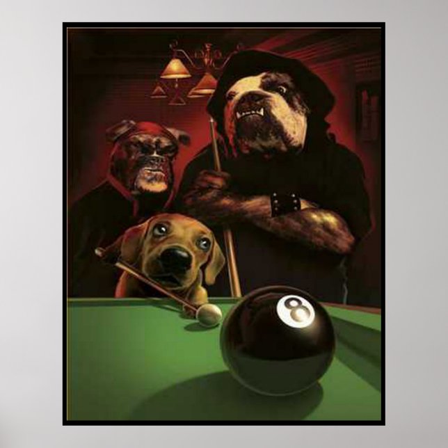Dogs Playing Pool - The Eightball Poster (Front)