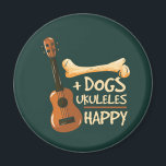 Dogs Plus Ukuleles Equals Happy Novelty Gag Magnet<br><div class="desc">This is great to show what makes your happy. Your pet dogs and ukuleles.</div>