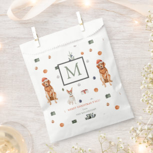 Dogs & Presents Merry Christmas Monogram Favour Bags