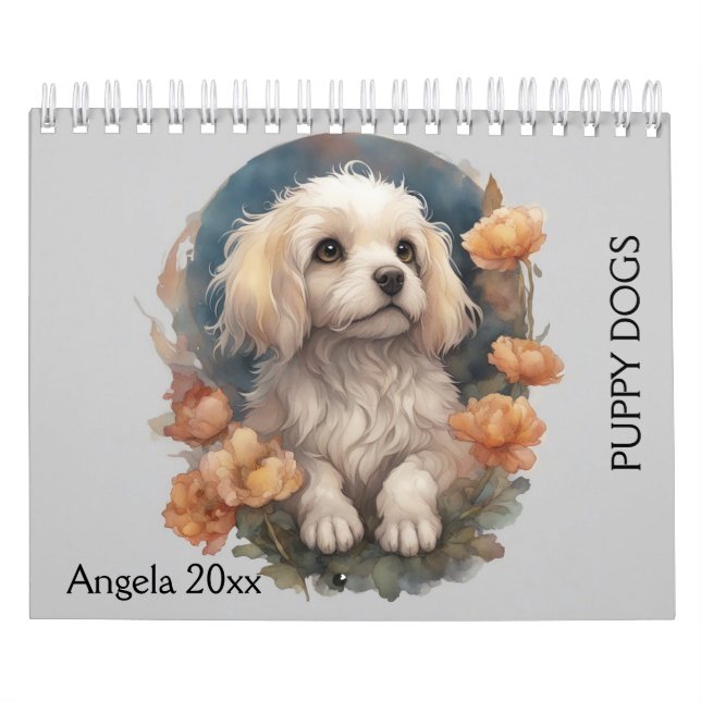 Dogs, Puppy, Dogs Flowers, Calendar (Cover)