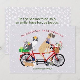 Dogs Riding a Bicycle Presents basket Christmas Card