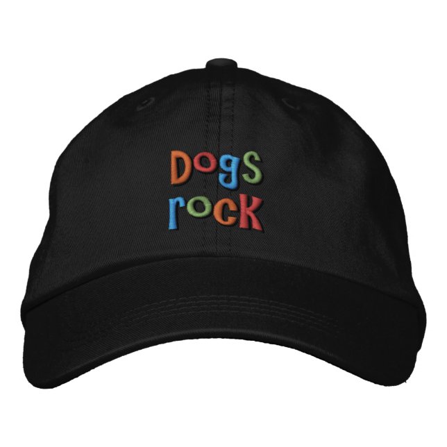 Dogs Rock Embroidered Baseball Cap (Front)