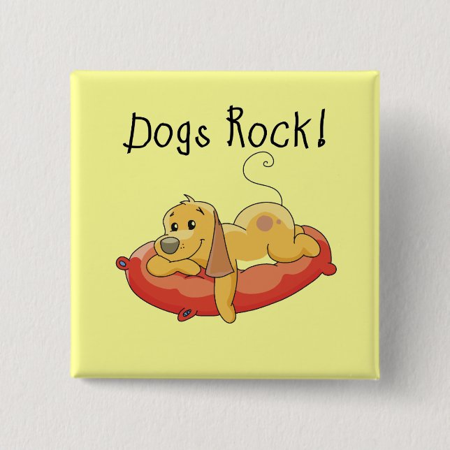Dogs Rock Tshirts and Gifts 15 Cm Square Badge (Front)